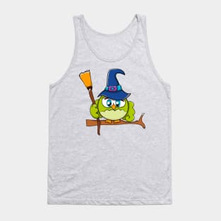 Cute Halloween Owl Witch Hat Tank Top